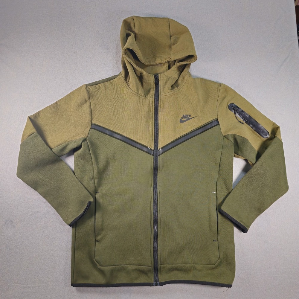Nike Tech Fleece Windrunner Hoodie Men's Medium Olive Green Tan Full Zi